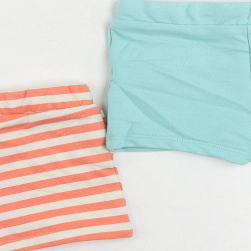 Marks and Spencer Baby Pink Striped Cotton Shorts Set Outfit/Set Size 6-9 Months Drawstring
