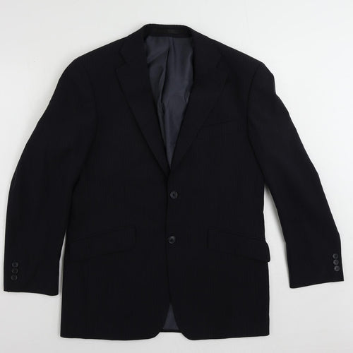 Marks and Spencer Mens Blue Striped Polyester Jacket Suit Jacket Size 38 Regular