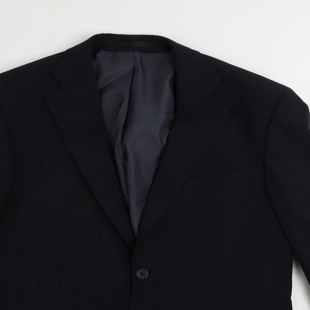 Marks and Spencer Mens Blue Striped Polyester Jacket Suit Jacket Size 38 Regular