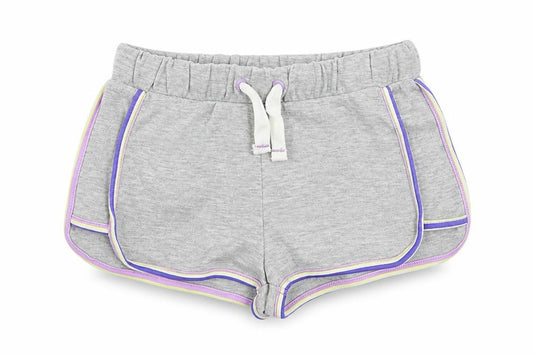 Marks and Spencer Girls Grey Cotton Sweat Shorts Size 6-7 Years Regular Drawstring - Contrasting Trim
