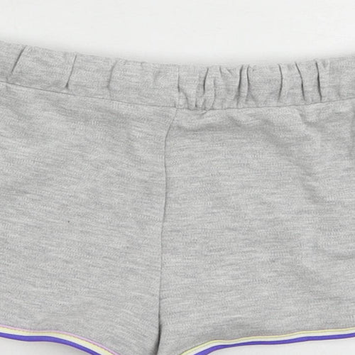 Marks and Spencer Girls Grey Cotton Sweat Shorts Size 6-7 Years Regular Drawstring - Contrasting Trim