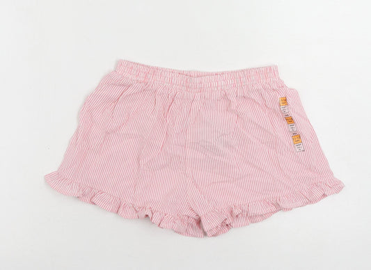 Marks and Spencer Girls Pink Striped Cotton Bermuda Shorts Size 11-12 Years Regular - Ruffle