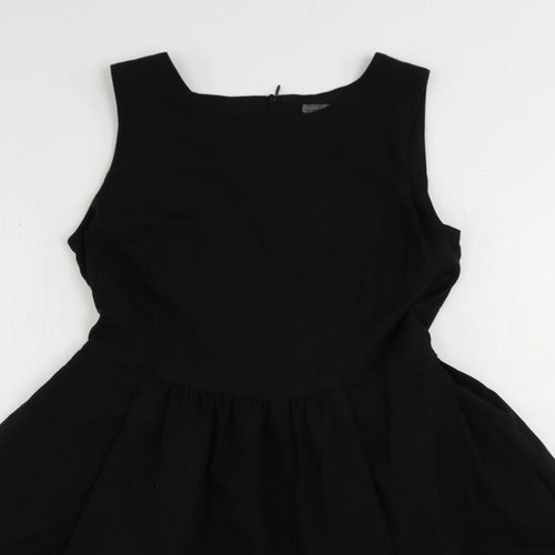Zara Womens Black Polyester Fit & Flare Size M Round Neck Zip