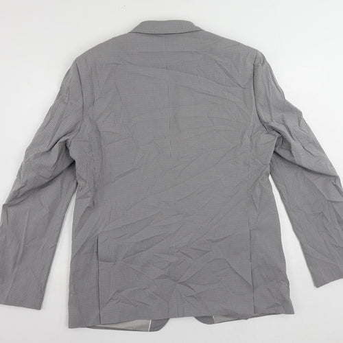 Autograph Mens Grey Geometric Cotton Jacket Suit Jacket Size 44 Regular