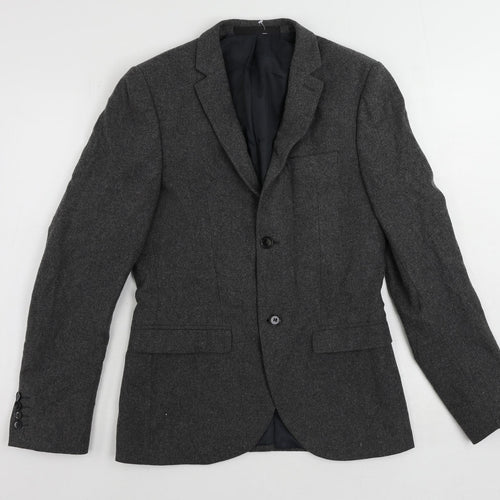Topman Mens Grey Wool Jacket Blazer Size 36 Regular