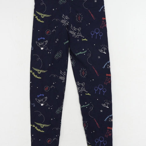 Marks and Spencer Girls Blue Geometric Cotton Jogger Trousers Size 9-10 Years Regular - Harry Potter Leggings
