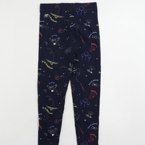Marks and Spencer Girls Blue Geometric Cotton Jogger Trousers Size 9-10 Years Regular - Harry Potter Leggings