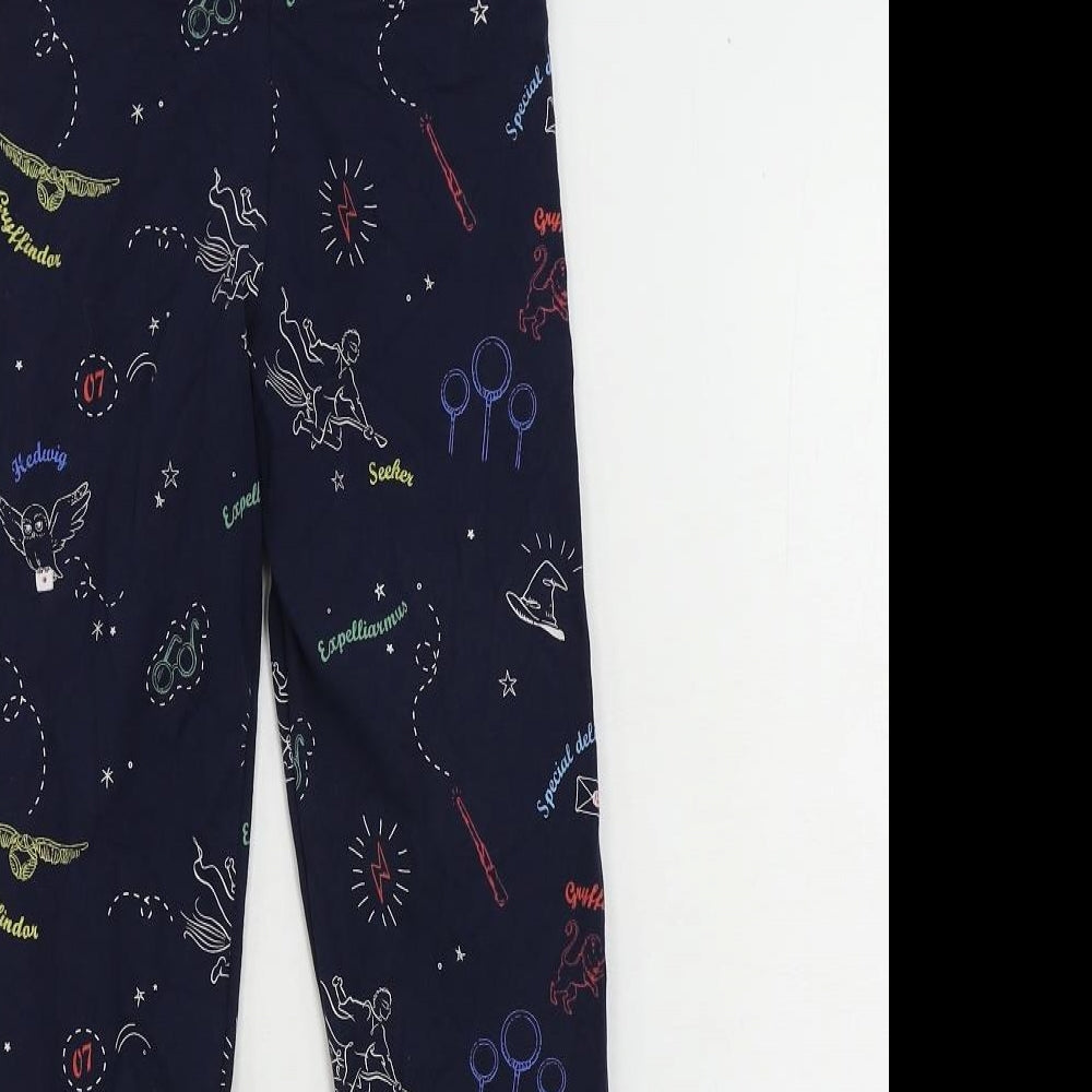 Marks and Spencer Girls Blue Geometric Cotton Jogger Trousers Size 9-10 Years Regular - Harry Potter Leggings