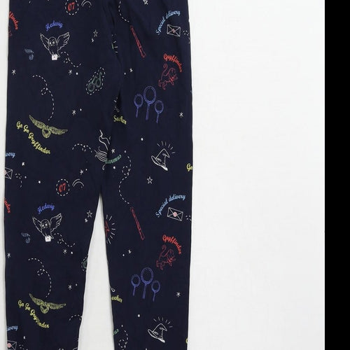 Marks and Spencer Girls Blue Geometric Cotton Jogger Trousers Size 9-10 Years Regular - Harry Potter Leggings