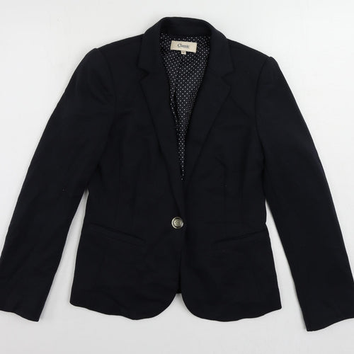 Classic Womens Blue Jacket Blazer Size 8 Button