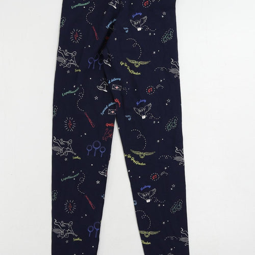 Marks and Spencer Girls Blue Geometric Cotton Jogger Trousers Size 12-13 Years Regular - Harry Potter Leggings
