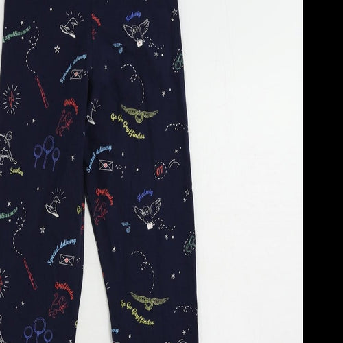 Marks and Spencer Girls Blue Geometric Cotton Jogger Trousers Size 12-13 Years Regular - Harry Potter Leggings