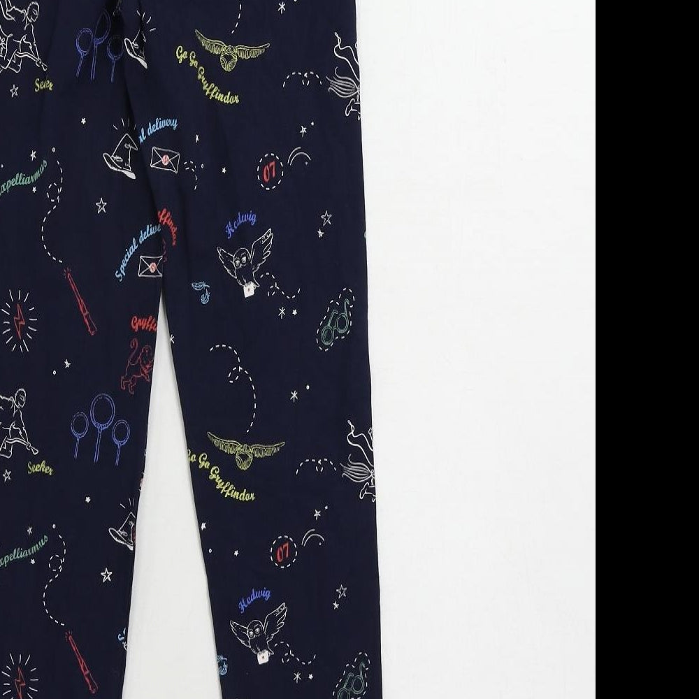 Marks and Spencer Girls Blue Geometric Cotton Jogger Trousers Size 12-13 Years Regular - Harry Potter Leggings