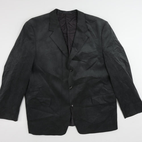 DESCH Mens Grey Polyester Jacket Blazer Size 48 Regular - Suede Effect