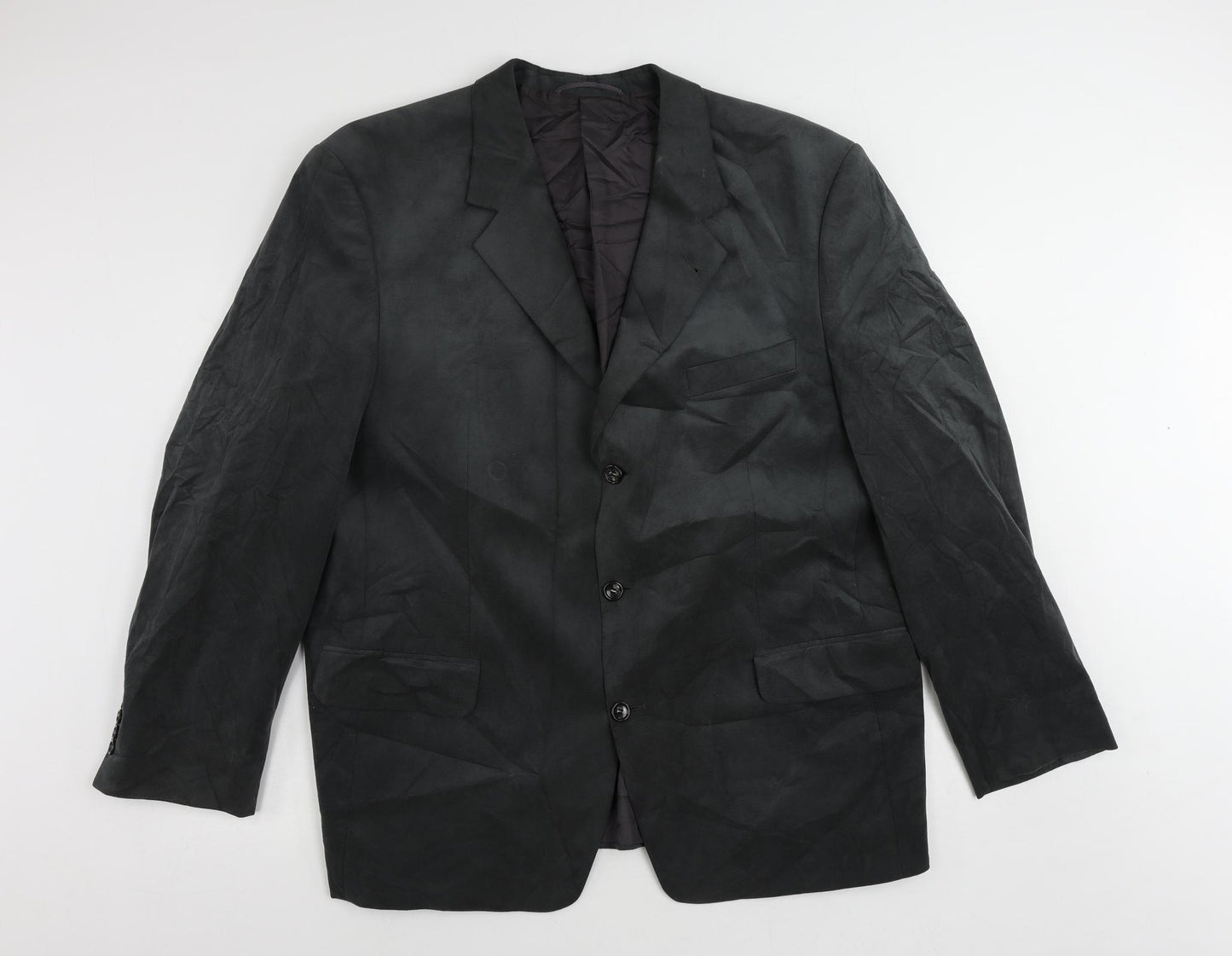 DESCH Mens Grey Polyester Jacket Blazer Size 48 Regular - Suede Effect
