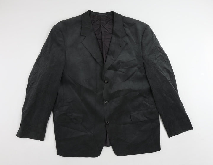 DESCH Mens Grey Polyester Jacket Blazer Size 48 Regular - Suede Effect