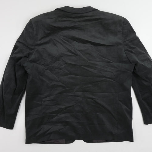 DESCH Mens Grey Polyester Jacket Blazer Size 48 Regular - Suede Effect