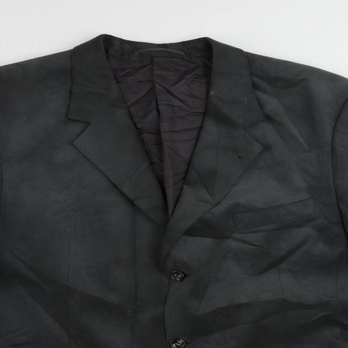 DESCH Mens Grey Polyester Jacket Blazer Size 48 Regular - Suede Effect