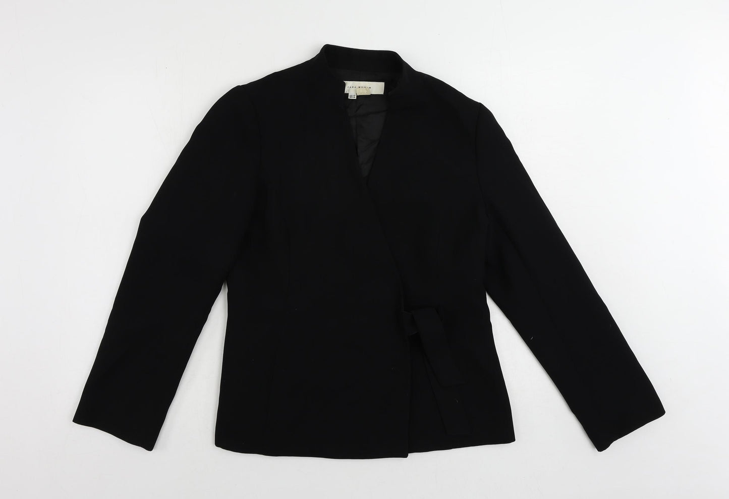 Zara Womens Black Jacket Blazer Size 12 Tie