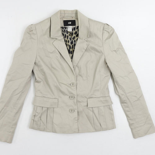H&M Womens Beige Jacket Blazer Size 8 Button