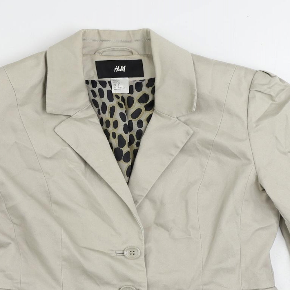 H&M Womens Beige Jacket Blazer Size 8 Button