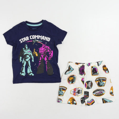 Marks and Spencer Baby Blue Geometric Cotton Set Pyjama Set Size 18-24 Months Pullover - Disney Lightyear