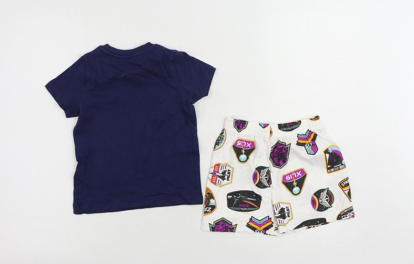 Marks and Spencer Baby Blue Geometric Cotton Set Pyjama Set Size 18-24 Months Pullover - Disney Lightyear
