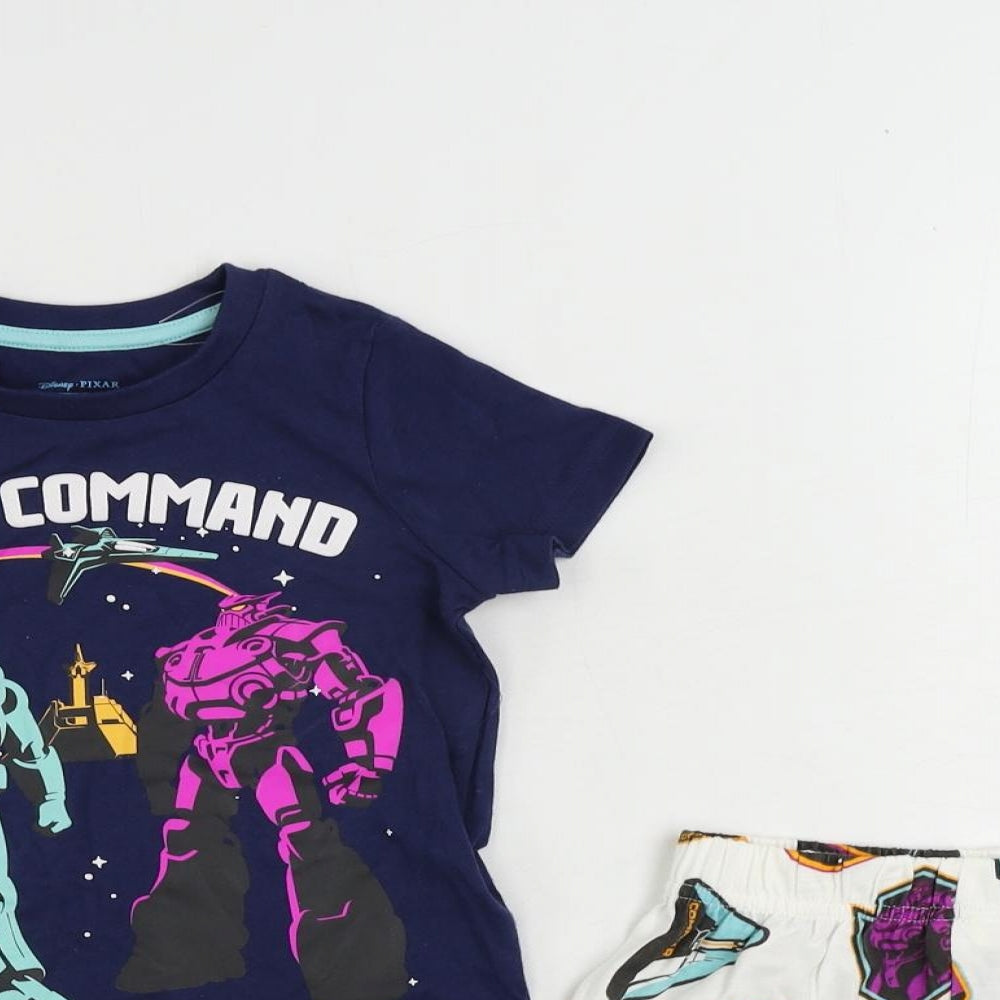 Marks and Spencer Baby Blue Geometric Cotton Set Pyjama Set Size 18-24 Months Pullover - Disney Lightyear