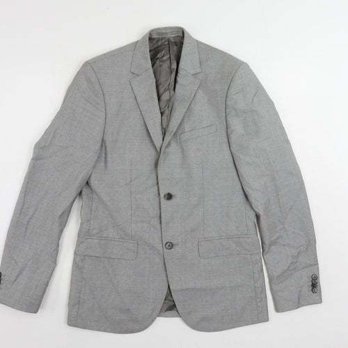 H&M Mens Grey Wool Jacket Suit Jacket Size 38 Regular