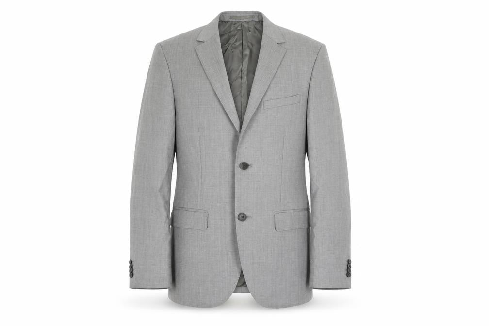 Front view of H&M men’s grey wool jacket suit jacket, size 38, regular