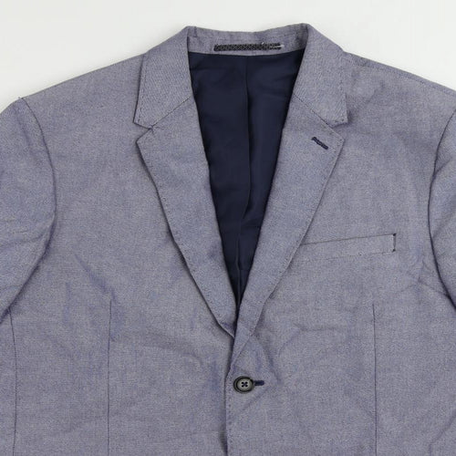 Marks and Spencer Mens Blue Cotton Jacket Suit Jacket Size 42 Regular