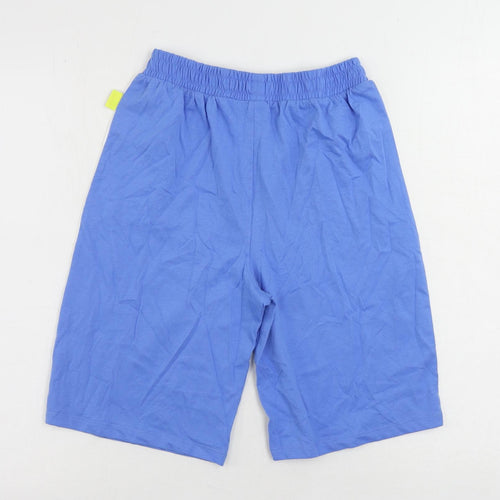 Marks and Spencer Boys Blue Solid Cotton Sleep Shorts Size 11-12 Years - Smiley World