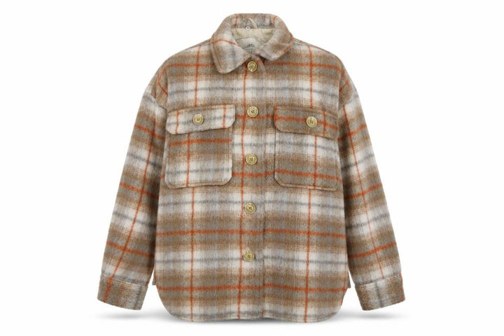 Pull&Bear Womens Brown Plaid Jacket Size S Button - Oversized