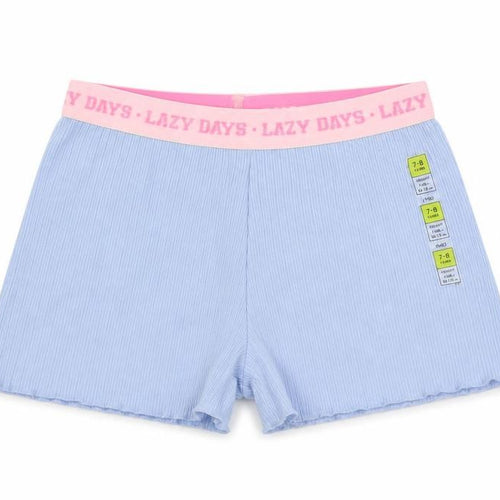 Marks and Spencer Girls Blue Solid Cotton Cami Sleep Shorts Size 7-8 Years - Lazy Days