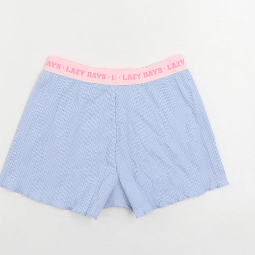 Marks and Spencer Girls Blue Solid Cotton Cami Sleep Shorts Size 7-8 Years - Lazy Days