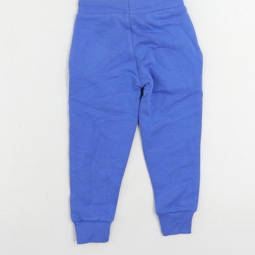 Marks and Spencer Boys Blue Cotton Jogger Trousers Size 2-3 Years Regular Drawstring - Pockets