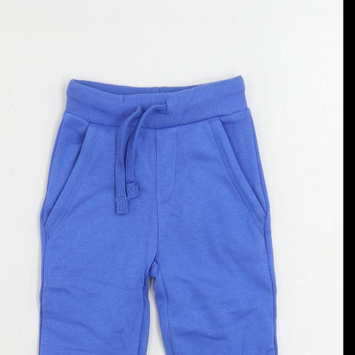 Marks and Spencer Boys Blue Cotton Jogger Trousers Size 2-3 Years Regular Drawstring - Pockets