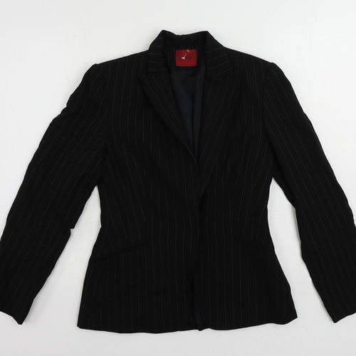 Debenhams Womens Black Striped Jacket Blazer Size 10 Button