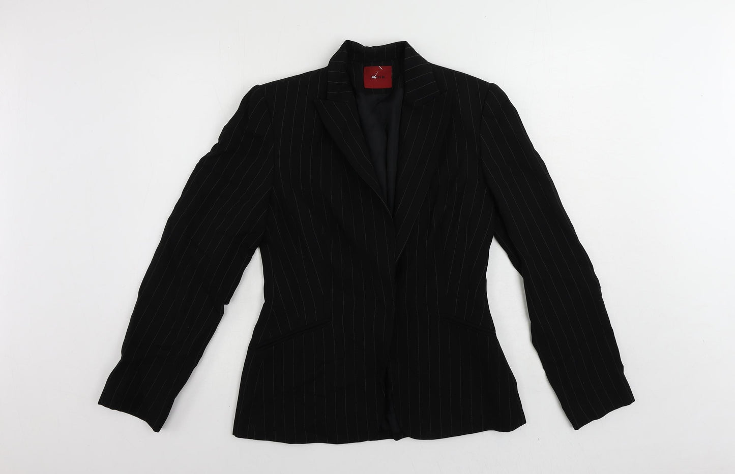 Debenhams Womens Black Striped Jacket Blazer Size 10 Button