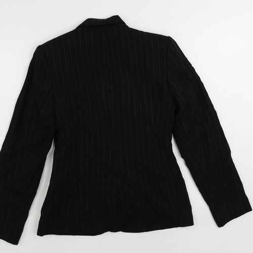 Debenhams Womens Black Striped Jacket Blazer Size 10 Button