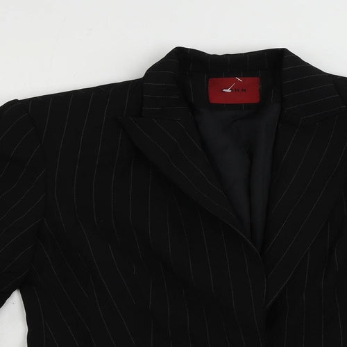 Debenhams Womens Black Striped Jacket Blazer Size 10 Button