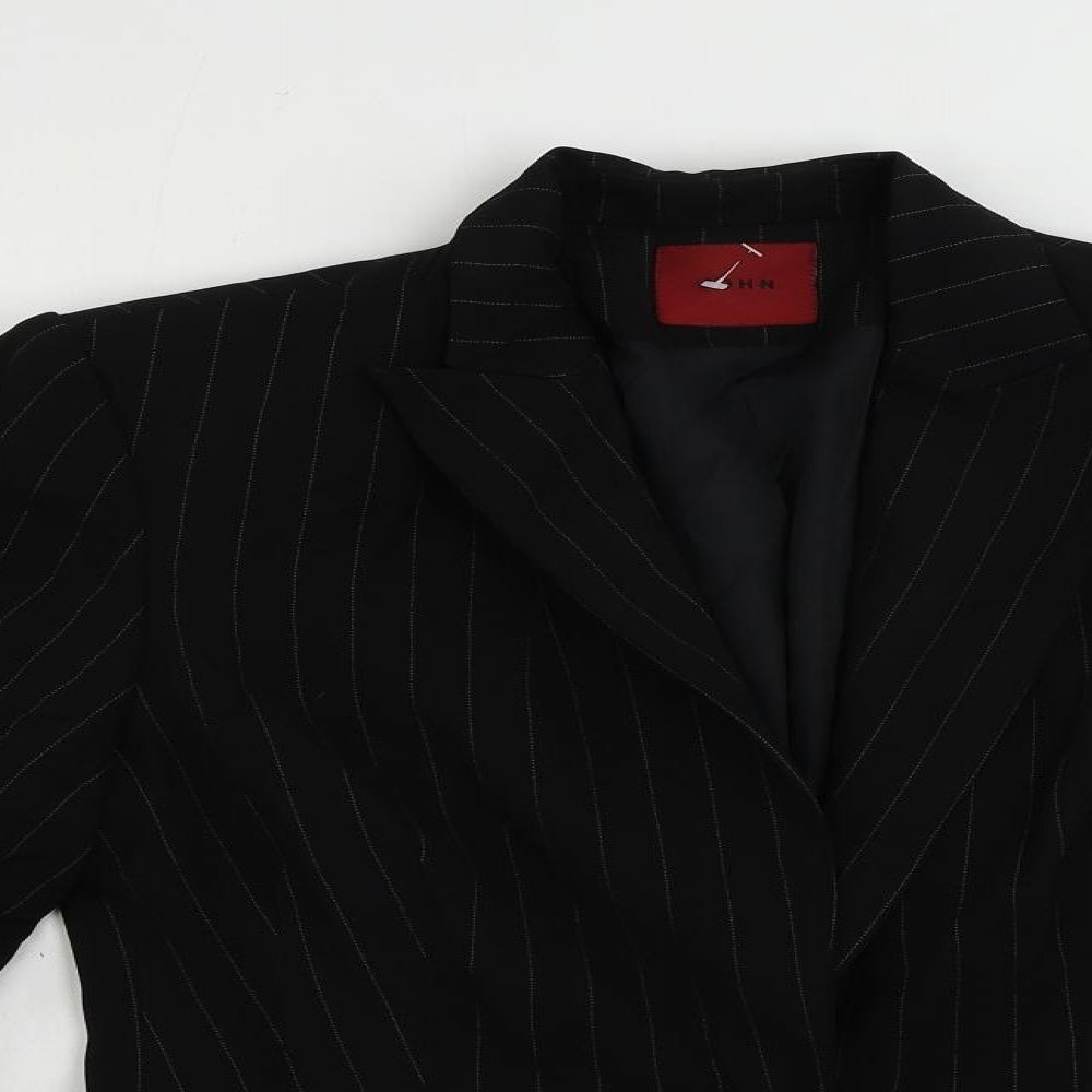 Debenhams Womens Black Striped Jacket Blazer Size 10 Button
