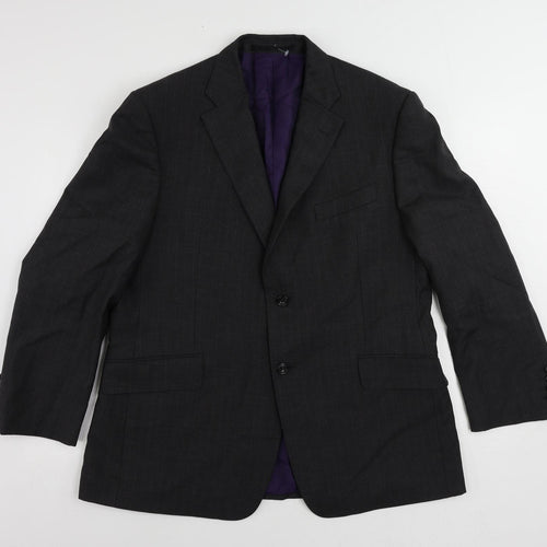 Marks and Spencer Mens Grey Striped Wool Jacket Suit Jacket Size 42 Regular