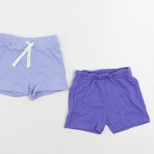 Marks and Spencer Baby Blue Cotton Shorts Set Outfit/Set Size 3-6 Months Drawstring