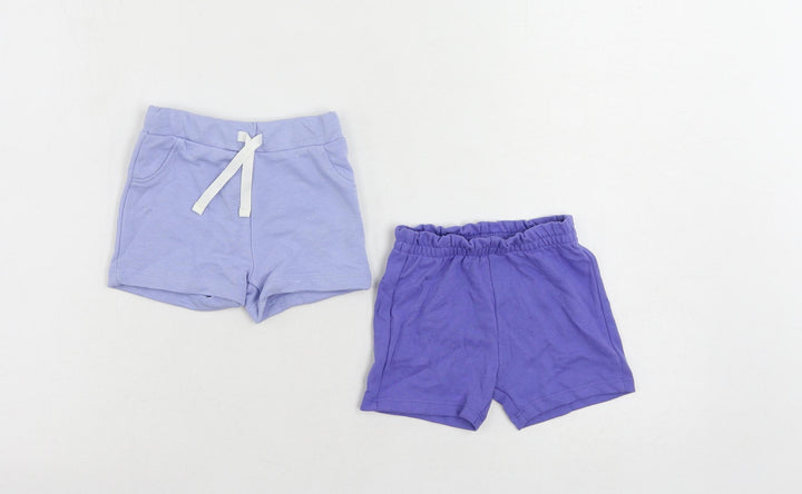 Marks and Spencer Baby Blue Cotton Shorts Set Outfit/Set Size 3-6 Months Drawstring