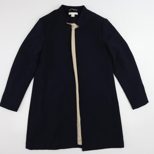 H&M Womens Blue Overcoat Coat Size 14 - Open
