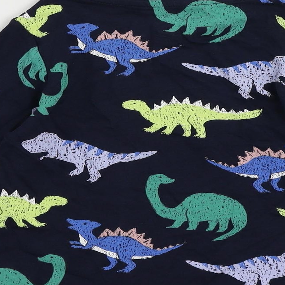 Marks and Spencer Boys Blue Geometric Cotton Pullover T-Shirt Size 2-3 Years Crew Neck Pullover - Dinosaur Print