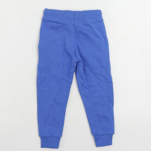 Marks and Spencer Boys Blue Cotton Jogger Trousers Size 2-3 Years Regular Drawstring - Pockets