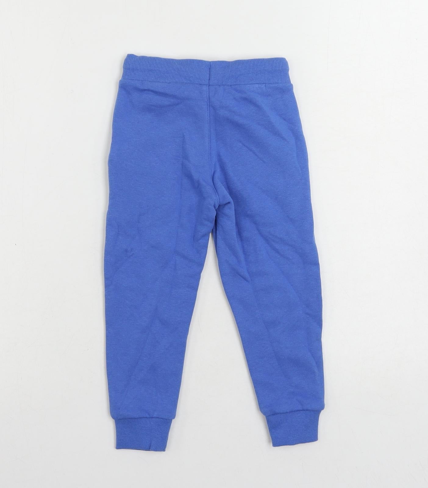 Marks and Spencer Boys Blue Cotton Jogger Trousers Size 2-3 Years Regular Drawstring - Pockets