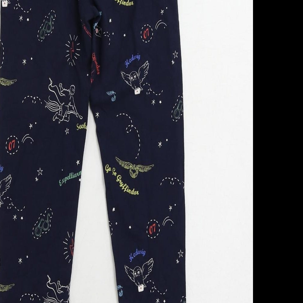 Marks and Spencer Girls Blue Geometric Cotton Jogger Trousers Size 7-8 Years Regular - Harry Potter Leggings